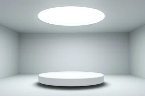 3d rendering, the round platform in the empty room. イラスト素材