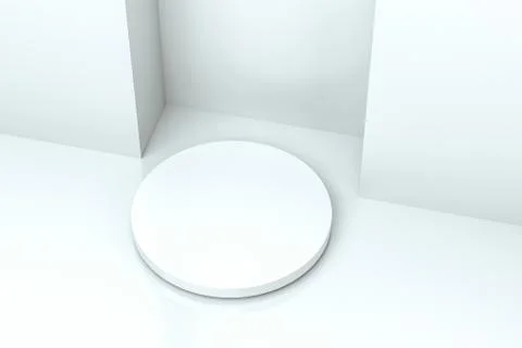 3d rendering, the round platform in the empty room. Stock Illustration