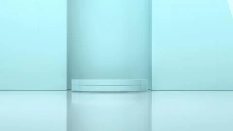 3d rendering, the round platform in the empty room. Stock Illustration