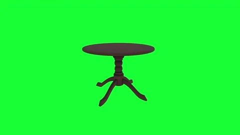3D rendering of a round wooden table on a green background 스톡 동영상 303594692