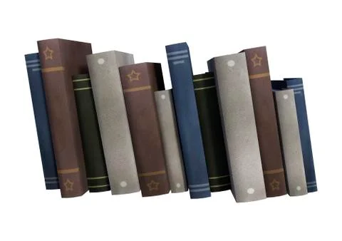3D Rendering Row of Books on White Stock Illustration