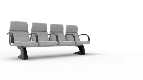 3d rendering of a row of waiting room seats isolated in white background Stock Illustration