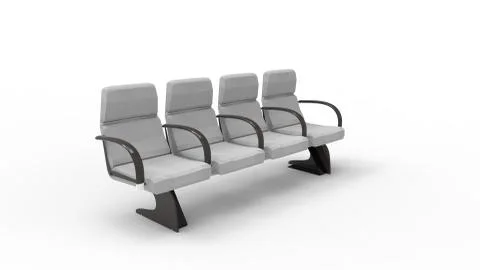 3d rendering of a row of waiting room seats isolated in white background Stock Illustration