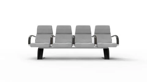 3d rendering of a row of waiting room seats isolated in white background Stock Illustration