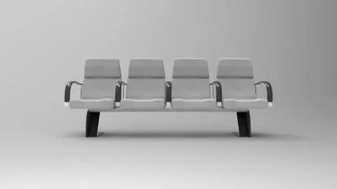 3d rendering of a row of waiting room seats isolated in white background Stock Illustration