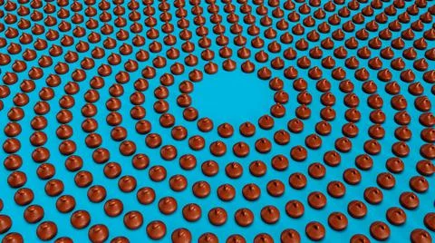 A 3d rendering of rows of chocolate chips morsels or drops around the circle  Stock Illustration