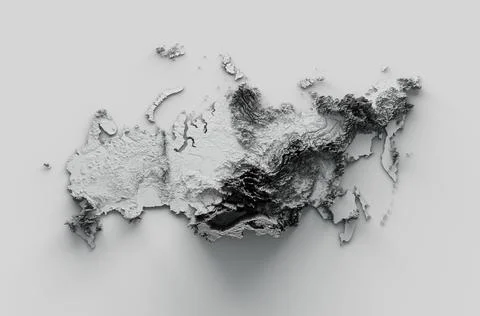 3D rendering of the Russian map with soil and land geology Stock Illustration