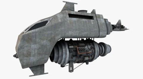 3D rendering of a rusted metal weapon on an isolated white background Illustrazione stock