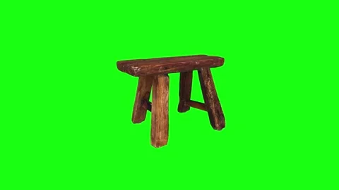 3D rendering of a rustic wooden stool on a vibrant background Stock Footage 303859427