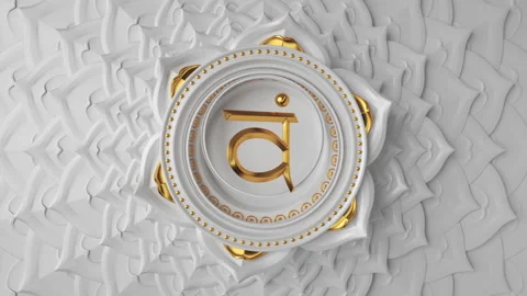 3d rendering of sacral chakra symbol rotating over white background. Video stock 132719374