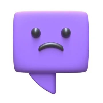 3d Rendering of sad emoji message box Stock Illustration