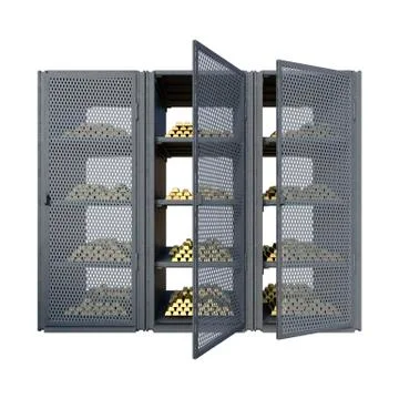 3D Rendering Safe with Gold on White Stock Illustration