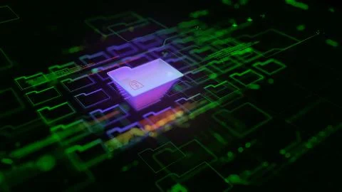 3d rendering. Safety concept, Closed Padlock on digital background, cyber Stock Illustration