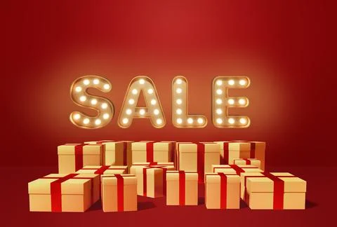 3d rendering of sale concept with gift boxes stacked in heap Stock Illustration