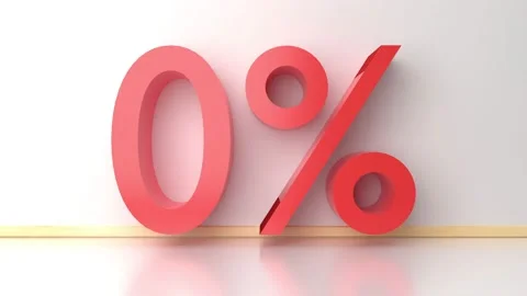 3d rendering Sale Glossy zero percent sign isolated in room minimal Stock Footage 192181780