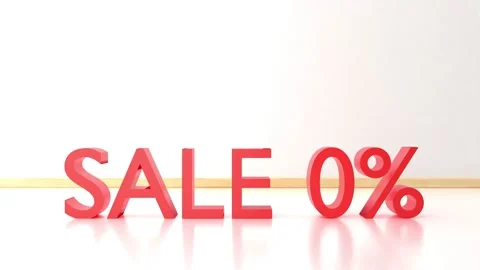 3d rendering Sale Glossy zero percent sign isolated in room minimal. Percentage Stock Footage 192181795