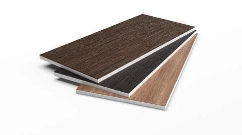 3D rendering of the samples of laminates in three colors 库存插图