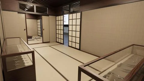 3D Rendering Samurai House Stock Illustration