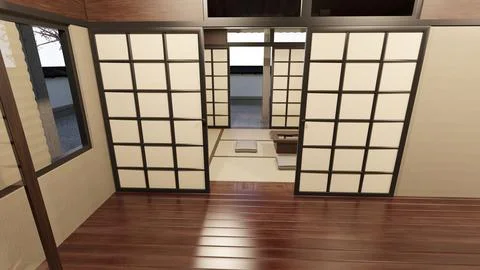 3D Rendering Samurai House Stock Illustration