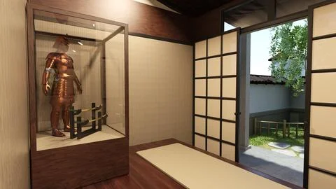 3D Rendering Samurai House Stock Illustration