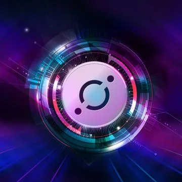 3D rendering sanbox cryptocurrency coin on colorful background, cryptocurrenc Stock Illustration