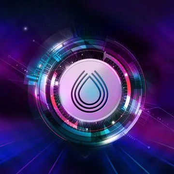 3D rendering sanbox cryptocurrency coin on colorful background, cryptocurrenc Illustrazione stock