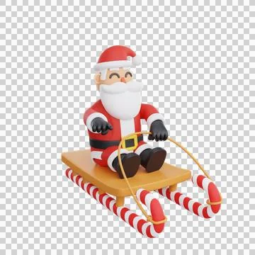 3d rendering Santa Candy Cane Sleigh Ride Stock Illustration