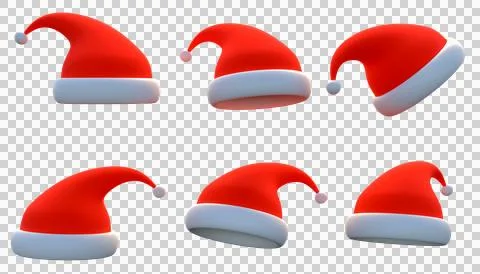 3d rendering santa claus hat, transparent background Stock Illustration