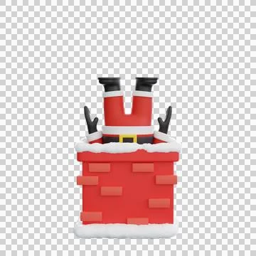 3d rendering of Santa entering the chimney Stock Illustration
