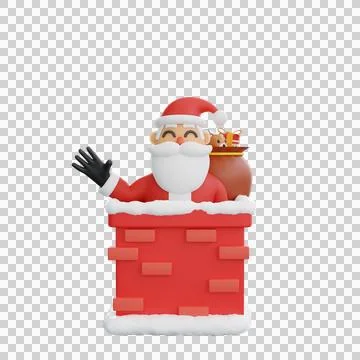 3d rendering Santa Surprise Visit through chimney Stock Illustration