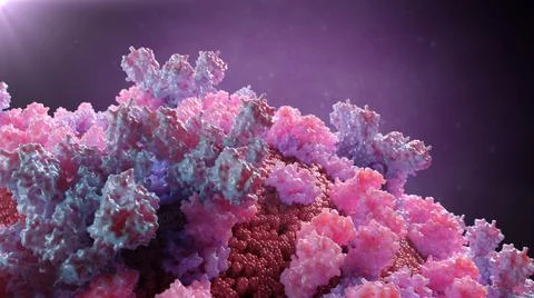 3D Rendering of SARS-COV Coronavirus Surface Proteins Stock Illustration