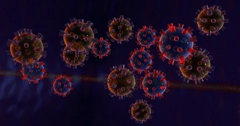 3d rendering of SARS-COV2 (COVID19), coronavirus particles Stock Footage 128131797
