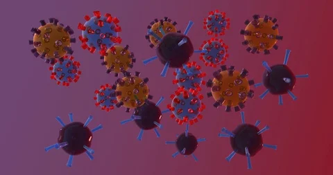 3d rendering of SARS-COV2 (COVID19), coronavirus particles Stock Footage 128132481
