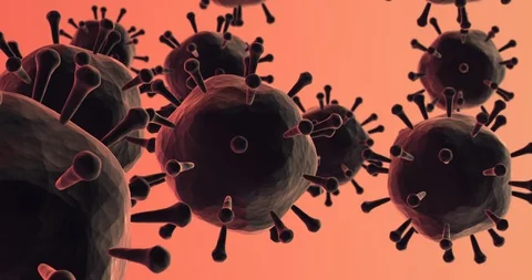 3d rendering of SARS-COV2 (COVID19) coronavirus particles falling down. Stock Footage 128380535