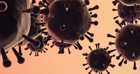 3d rendering of SARS-COV2 (COVID19) coronavirus particles precipitating.  Stock Footage 128442165