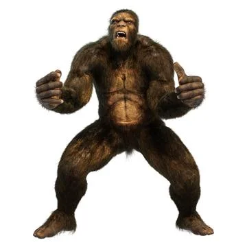 3D Rendering Sasquatch on White Stock Illustration