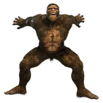 3D Rendering Sasquatch on White Stock Illustration