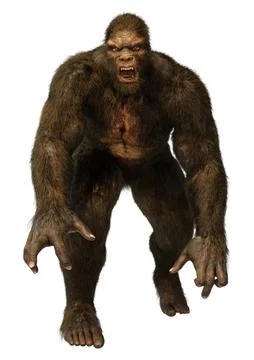3D Rendering Sasquatch on White Stock Illustration