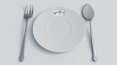 A 3d rendering of scale-integrated dinner plate devoid of food. Stock Illustration