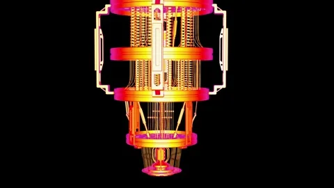 3d rendering scanned quantum computer machine isolated on black 4k footage Stock Footage 327641590