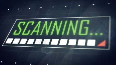 3D rendering of SCANNING... title on screen. Technology background. Illustrazione stock