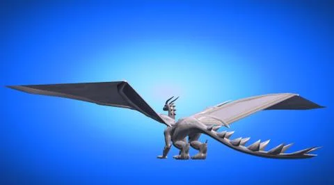 3d rendering of a scary big flying dragon with large wings Stock Illustration