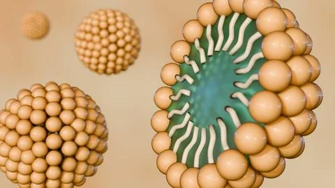 A 3D rendering of scattered micelle Illustrazione stock