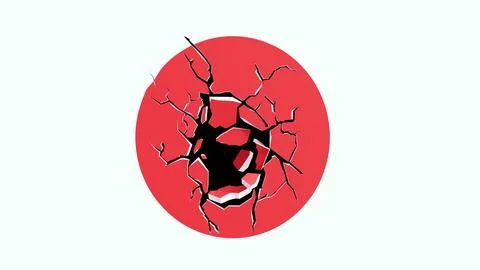 A 3D rendering of a scattered National Flag of Japan Stock Illustration