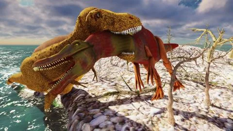3D rendering scene of the giant dinosaur Stock Illustration