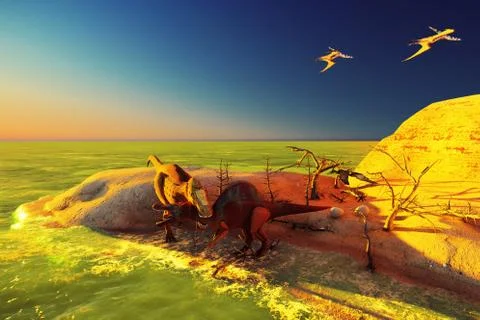 3D rendering scene of the giant dinosaur Stock Illustration