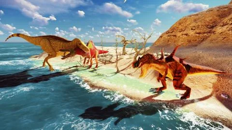 3D rendering scene of the giant dinosaur Stock Illustration