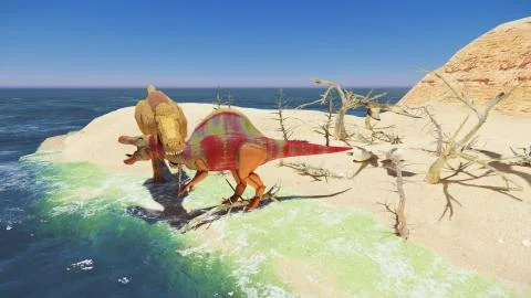3D rendering scene of the giant dinosaur Stock Illustration