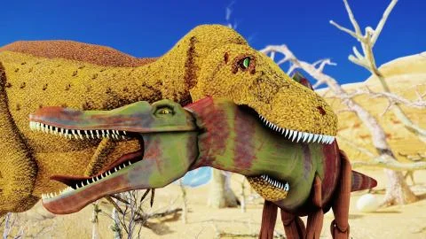 3D rendering scene of the giant dinosaur Stock Illustration