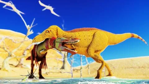 3D rendering scene of the giant dinosaur Stock Illustration